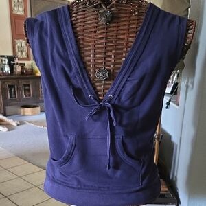 Apple Blue Tie Front Tank Top